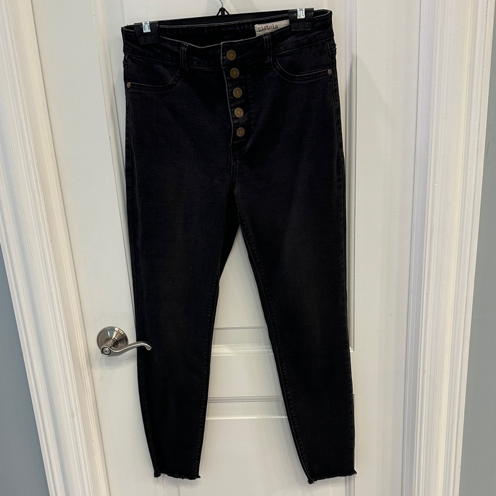 Pistola High Rise Black Button-Fly Jeans